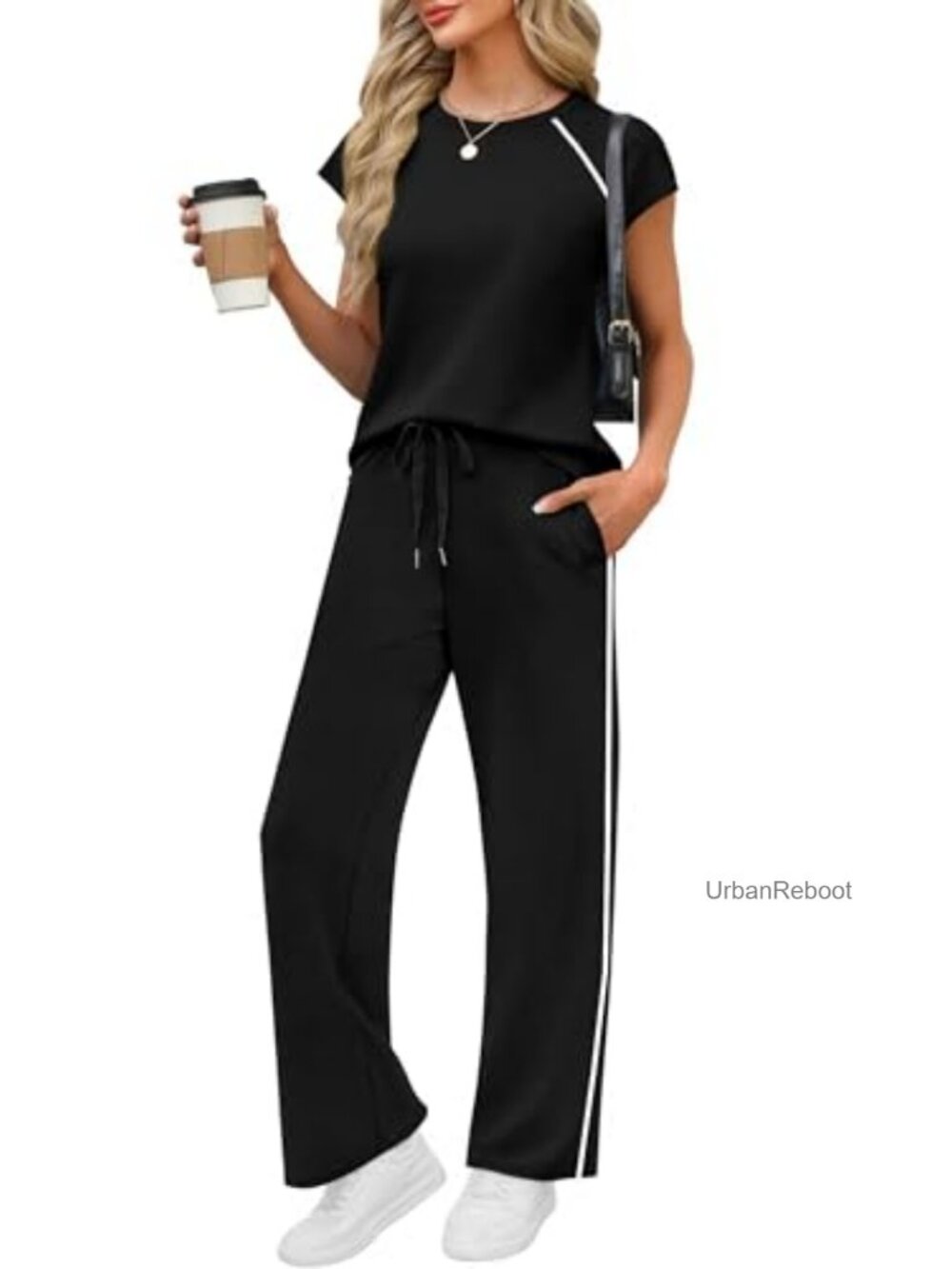 Cap Sleeve Top Wide Leg Pants Lounge Set Vacation Outfit